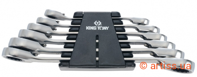 Фото набір накидних ключів з тріскачкою king tony 8-19 мм 6 од. (12706mr)