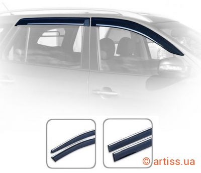 Фото дефлектори вікон subaru outback/legasy 2009-2015 wagon з хром молдінгом hic (sub11-m)