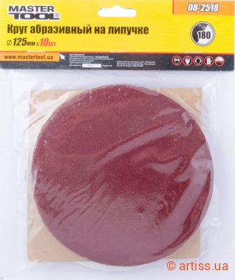 Фото шліфувальний круг на липучці ø 125мм p180 (10 шт) mastertool 08-2518