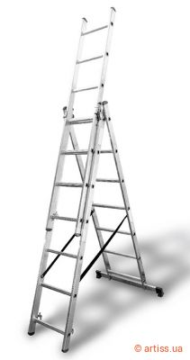 Фото драбина універсальна 3-секційна алюмінієва 3x8 сходинок  apro (552002)