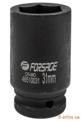 Фото ударна глибока торцева головка 6-гранна 31 мм 3/4" forsage (f-46510031)