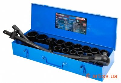 Фото набір ударних 12-ти гранних головок 3/4", 21 предмет forsage (f-6212-9mpb)