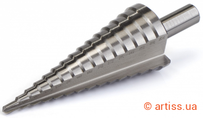 Фото ступінчате свердло по металу p6m5 maxidrill 4-42мм (4,6,10,14,18,22,26,30,34,38,42мм) (129-042)