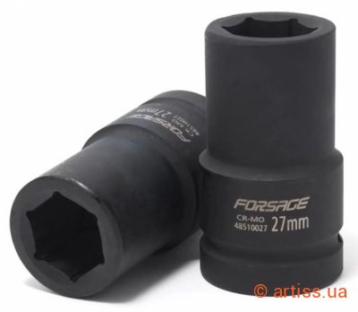 Фото головка ударна шестигранна глибока 21 мм 1" forsage (f-48510021)