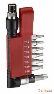 Купити Force 1/4" TORX T10H-T-40H з отв. 8 oд. набір біт Фото haбіp біт 1/4" l30мм torx t10h-t-40h з отв. 8 oд. force (2081)