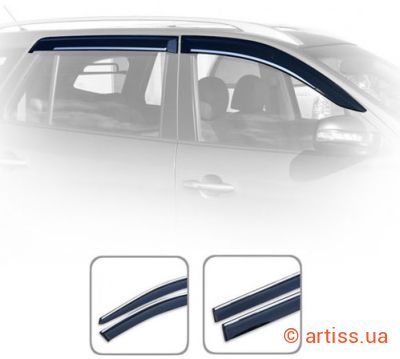 Фото дефлектори вікон volkswagen passat b6/b7 2005-2015 sedan з хром молдінгом hic (vw15-m)