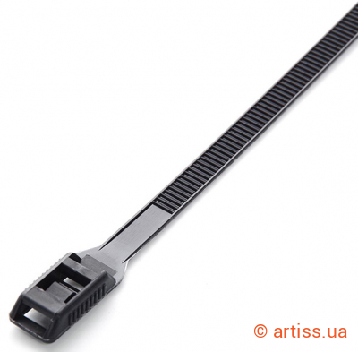 Фото стяжка нейлонова кабельна з низьким профілем замку 8x400 чорна apro (ctl-в8400)
