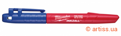 Фото маркер для будмайданчика тонкий milwaukee inkzall синій (4932492126)