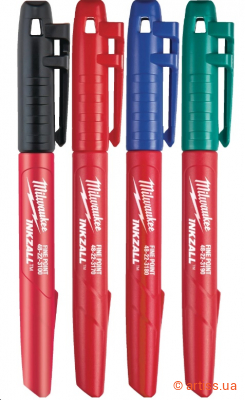 Фото набір маркерів для будмайданчика milwaukee inkzall синій/ червоний/ зелений/ чорний (4 шт) (48223106)