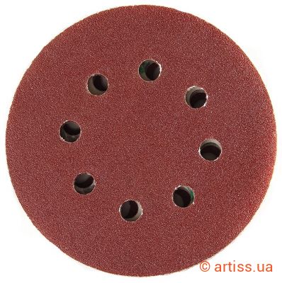 Фото шліфувальний круг на липучці ø 125мм p180 8 отворів (10 шт) apro 828026