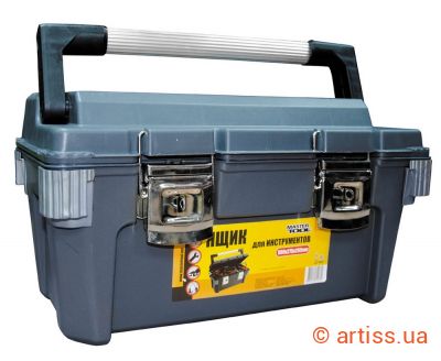 Фото скриня для інструментів abs пластик з металевими замками 20" 500х275х265 мм mastertool 79-2099