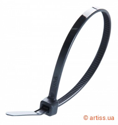 Фото стяжка нейлонова кабельна 4x200 чорна (100 шт) unifix ct-bu4200