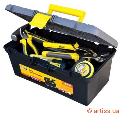 Фото скриня для інструментів з пластиковими замками 16" 395х223х165 мм mastertool 79-2216