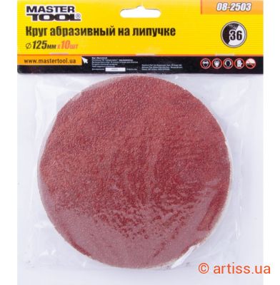 Фото шліфувальний круг на липучці ø 125мм p36 (10 шт) mastertool 08-2503