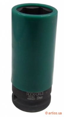 Фото ударна глибока торцева головка 6-гранна 22 мм 1/2" для литих дисків в захисному кожусі rockforce (rf-4458522c)