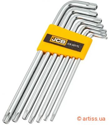 Фото haбіp г-подіб. ключів подовжених з отвором torx t10h-t40h 7 од. jcb tools (jcb-5071tl)