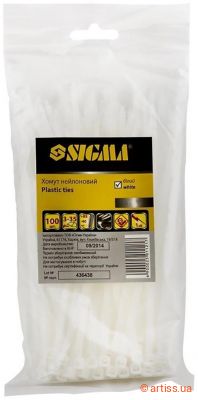 Купити Sigma 3.6x150 мм білий (100 шт) стяжка Фото хомут нейлоновий 3.6x150 мм білий (100 шт) sigma (2501121)