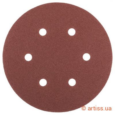 Фото шліфувальний круг на липучці ø 225мм p150 6 отворів (5 шт) mastertool 08-2015-h