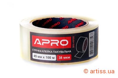 Купити Apro 100 м 45 мм 38 мкм скотч Фото стрічка клейка пакувальна 100 м 45 мм 38 мкм apro (ska-45100)