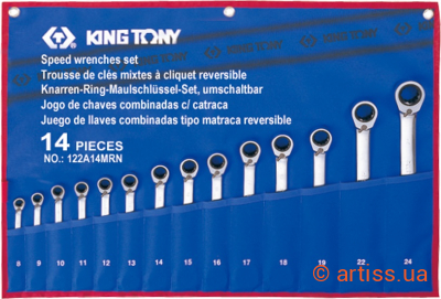 Купити King Tony 8-24 мм 14 од. набір інструментів Фото набір ключів комбінованих з тріскачкою king tony 8-24 мм 14 од. (122a14mrn)