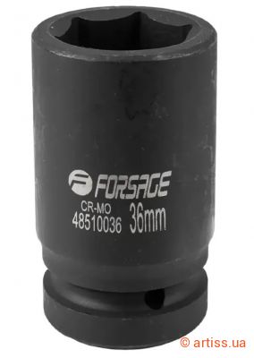 Фото головка ударна шестигранна глибока 36 мм 1" forsage (f-48510036)