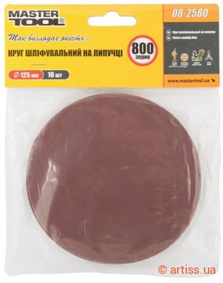 Фото шліфувальний круг на липучці ø 125мм p800 (10 шт) mastertool 08-2580