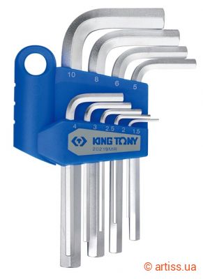 Фото набір шестигранних ключів hex 1.5-10 мм 9 од. king tony (20219mr)