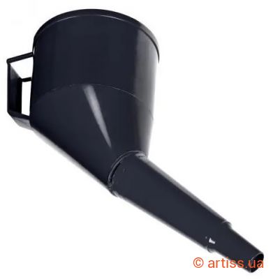 Фото лійка пластикова під кутом лита з металевою сіткою та широким носиком tom par 91025 l1 mix