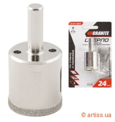 Фото свердло трубчасте з алмазним напиленням для скла та кераміки ø 24 мм granite (2-01-224)