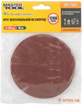 Фото шліфувальний круг на липучці ø 125мм p1200 (10 шт) mastertool 08-2582