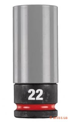 Фото ударна глибока торцева головка 6-гранна 22 мм 1/2" в захисному кожусі milwaukee (4932493374)