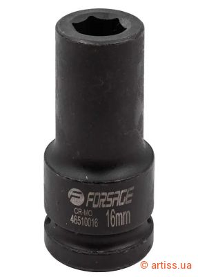 Фото ударна глибока торцева головка 6-гранна 16 мм 3/4" forsage (f-46510016)