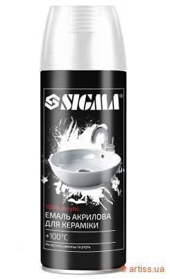 Фото емаль аерозольна акрилова термостійка для кераміки +100°c ral 9010 білий глянець 400мл sigma  2736421