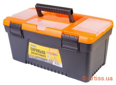 Фото скриня для інструментів з пластиковими замками органайзери 15" 380х204х180 мм mastertool 79-2715