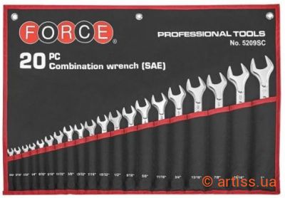 Купити Force 5/32"-1" 20 од. набір інструментів Фото набір ключів комбінованих дюймових 5/32"-1" 20 од. force (5209sc)