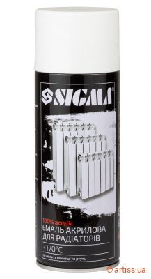 Фото емаль аерозольна акрилова термостійка для радіаторів +170°c ral 9010 білий глянець 400мл sigma  2736411