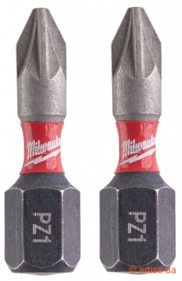 Купити Milwaukee Shockwave 1/4" L25мм PZ1 2шт 4932430860 біта Фото біта milwaukee shockwave 1/4" l25мм pz1 2шт (4932430860)