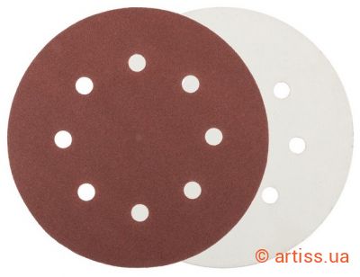 Фото шліфувальний круг на липучці ø 125мм p60 8 отворів (5 шт) mastertool 08-2506-h