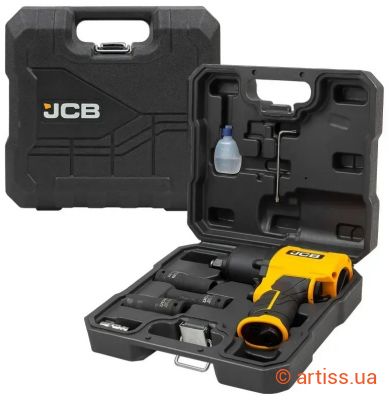 Фото гайковерт пневматичний 1/2" (з комплектом головок) 1450 нм 7000 об/хв. jcb tools (jcb-rp9510 kit)