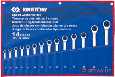Купити King Tony 8-24 мм 14 од. набір інструментів Фото набір ключів комбінованих з тріскачкою king tony 8-24 мм 14 од. (12114mrn)