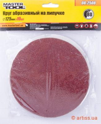 Фото шліфувальний круг на липучці ø 125мм p80 (10 шт) mastertool 08-2508