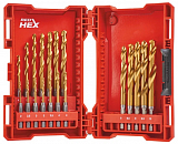 Набір свердл по металу RedHEX HSS-G TiN Milwaukee Ø 2.0 - 10.0 мм (19 шт.) (48894760)