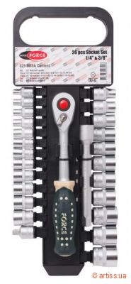 Фото набір головок 6-ти гранних 1/4", 3/8" 26 предметів rockforce (rf-025-5msa)
