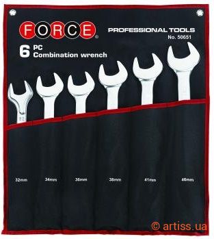 Купити Force 1-1/4"-1-5/8" 6 од. набір інструментів Фото набір ключів комбінованих дюймових 1-1/4"-1-5/8" 6 од. force (50651s)