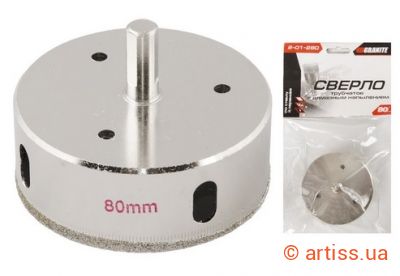 Фото свердло трубчасте з алмазним напиленням для скла та кераміки ø 80 мм granite (2-01-280)