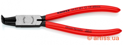 Купити Knipex 19 – 60 Ø мм, Ø нак. 1,8 мм, під кутом 90° щипці для стопорних кілець Фото щипці для внутрішніх стопорних кілець в отворах під кутом 90° knipex l=170 мм (44 21 j21)