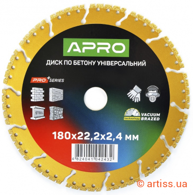 Фото диск відрізний до бетону 180х2,4х22,22мм pro apro (830741)