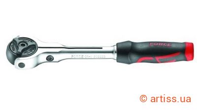 Фото tpіcкaчкa шарнірна з гумовою ручкою 1/4" 72 зубця 150мм force  802223