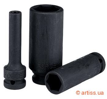 Фото головка ударна глибока 3/8" 1/2" шестигранна l=85 мм force (445853.8)
