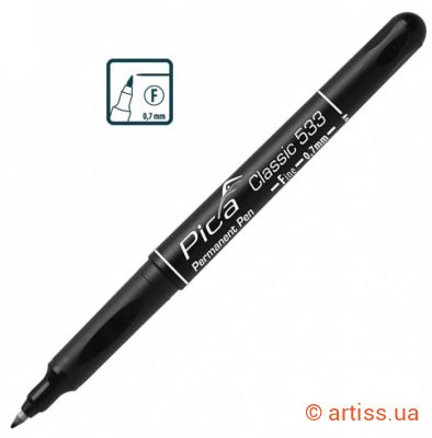 Фото маркер перманентний ультратонкий pica classic permanent pen fine чорний (533/46)